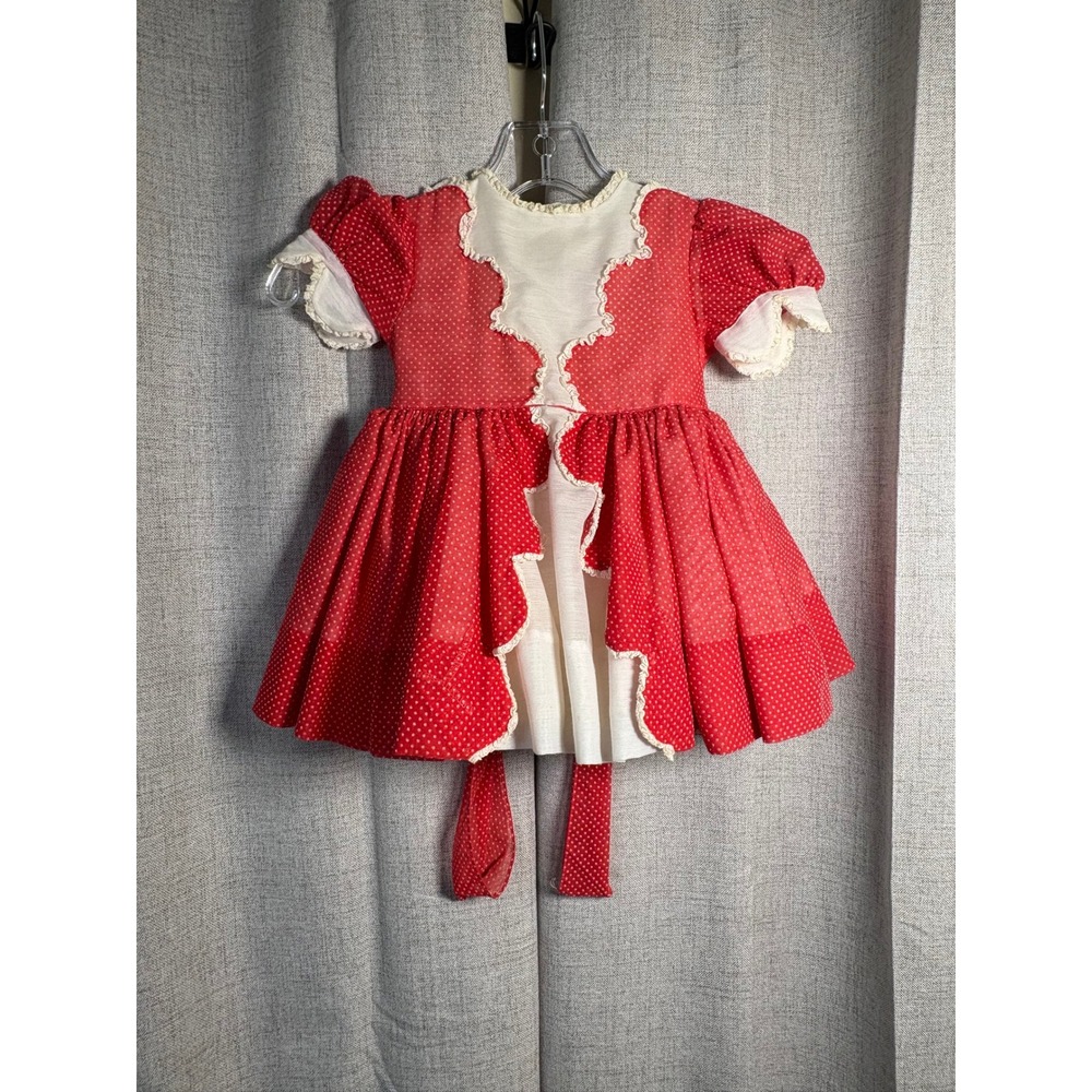 Vintage Marthas Miniatures Red Polka Dot Lace Heart Button Dress Kids
